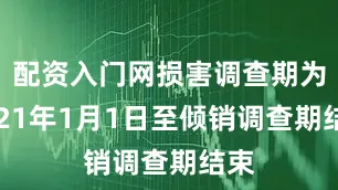 配资入门网损害调查期为2021年1月1日至倾销调查期结束
